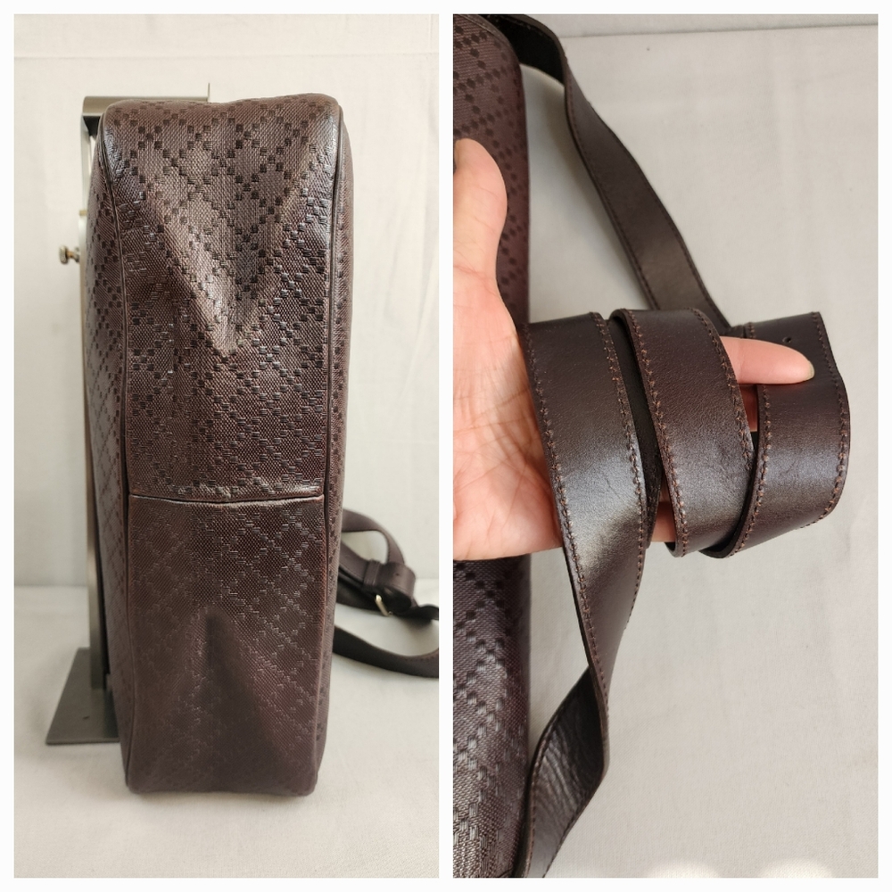 ✨️GUCCI Brown Diamante Leather Messenger Bag - Picture 13 of 16